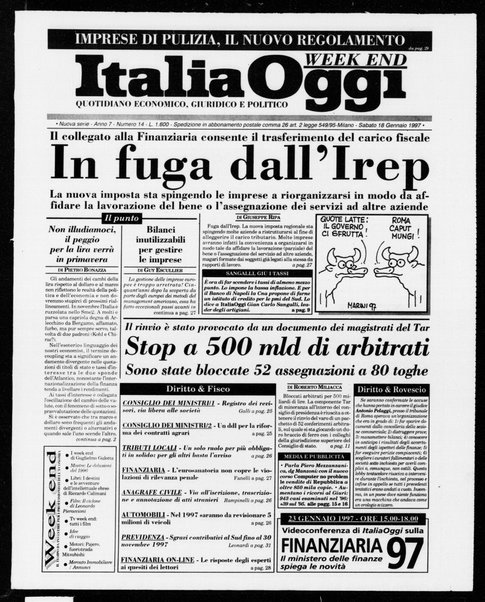 Italia oggi : quotidiano di economia finanza e politica